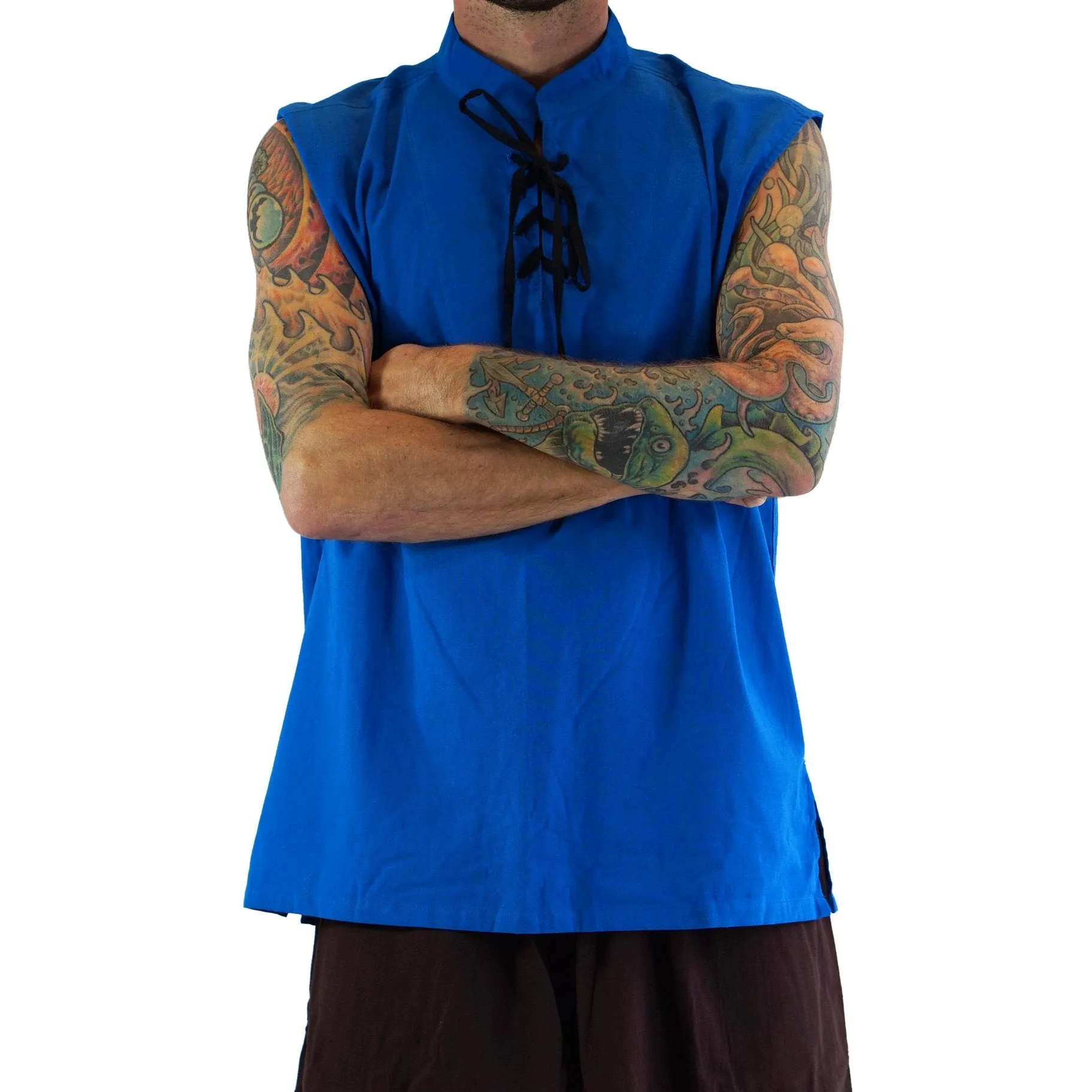 'Rogue' Medieval Sleeveless Shirt - Blue