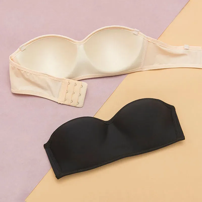 Roseheart Women's Invisible Bra Strapless Bralette - 1/2 Cup One-Piece Sexy Seamless Wedding Lingerie
