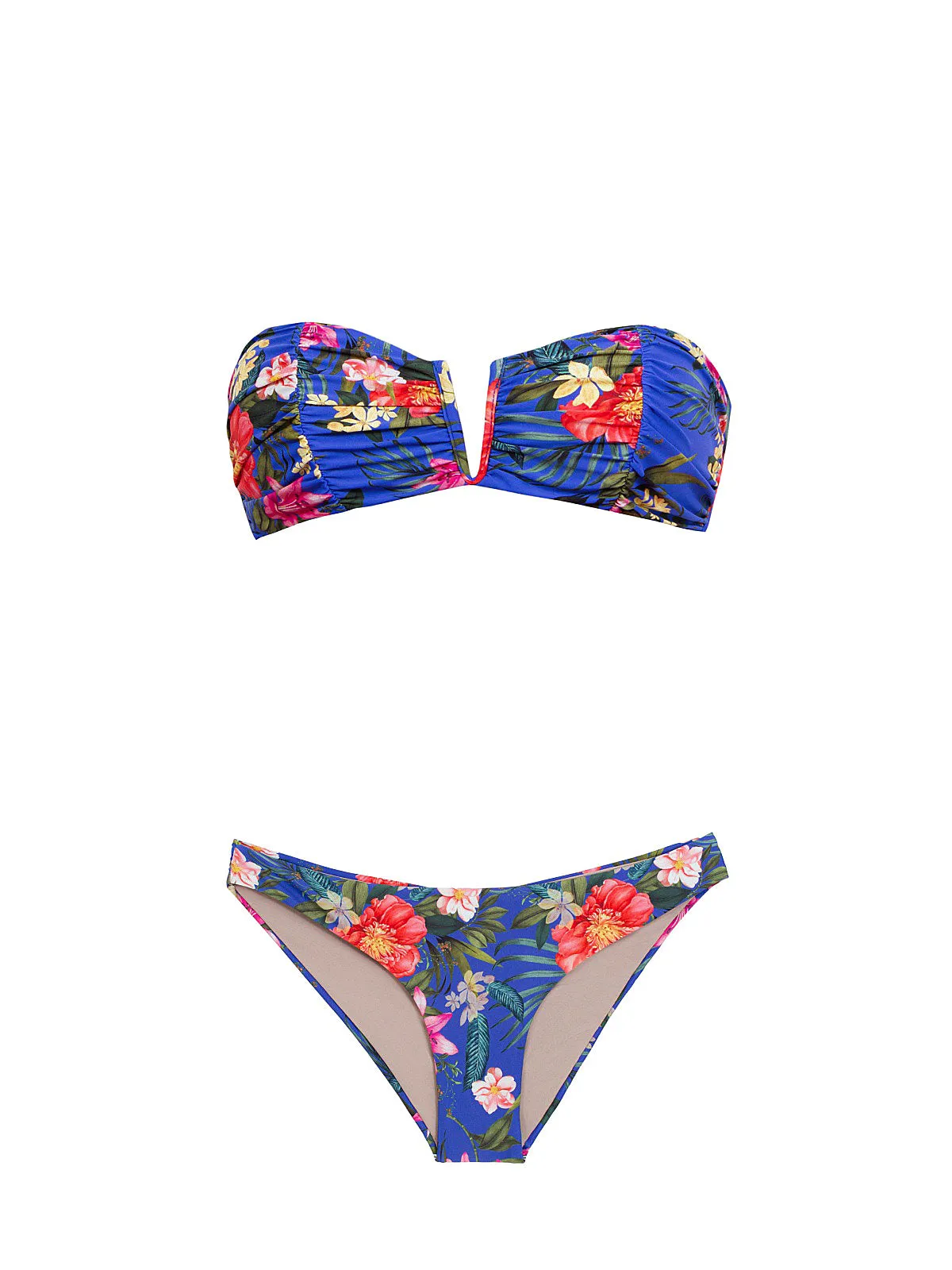 Ruched Bandeau-Basic Ruched Bikini ::RET