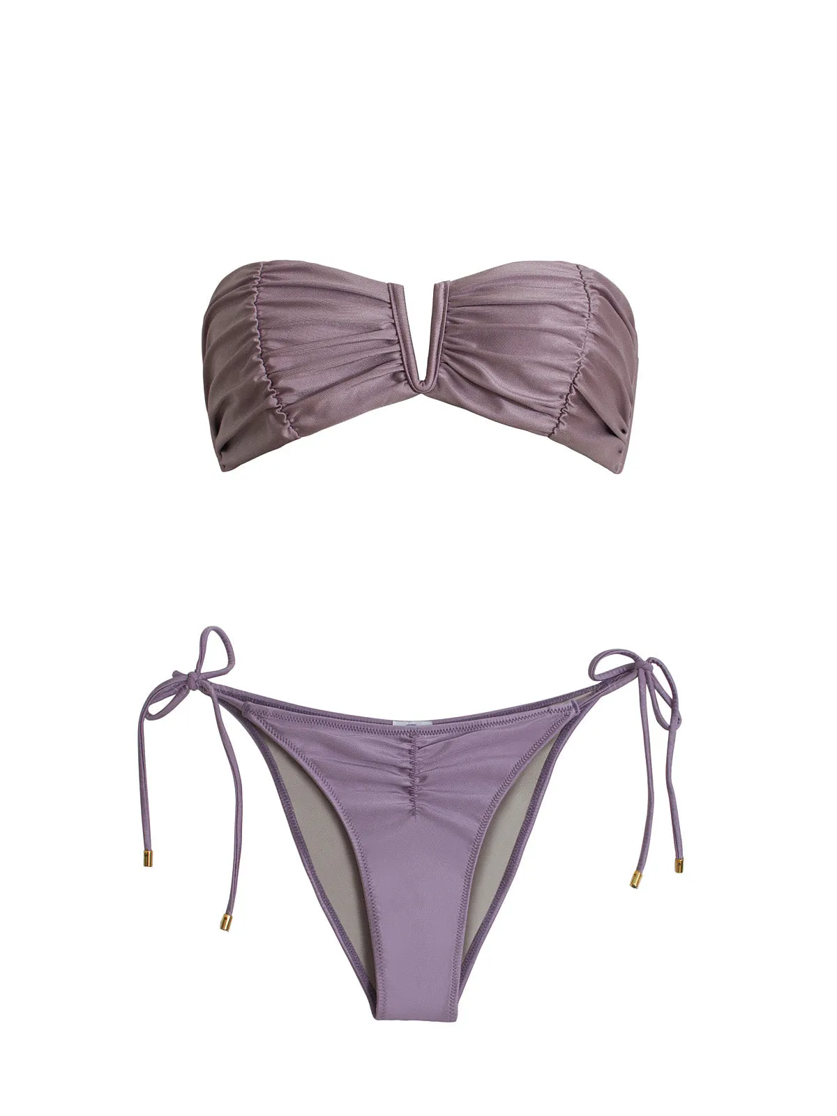 Ruched Bandeau-Ruched Tie Bikini ::RET