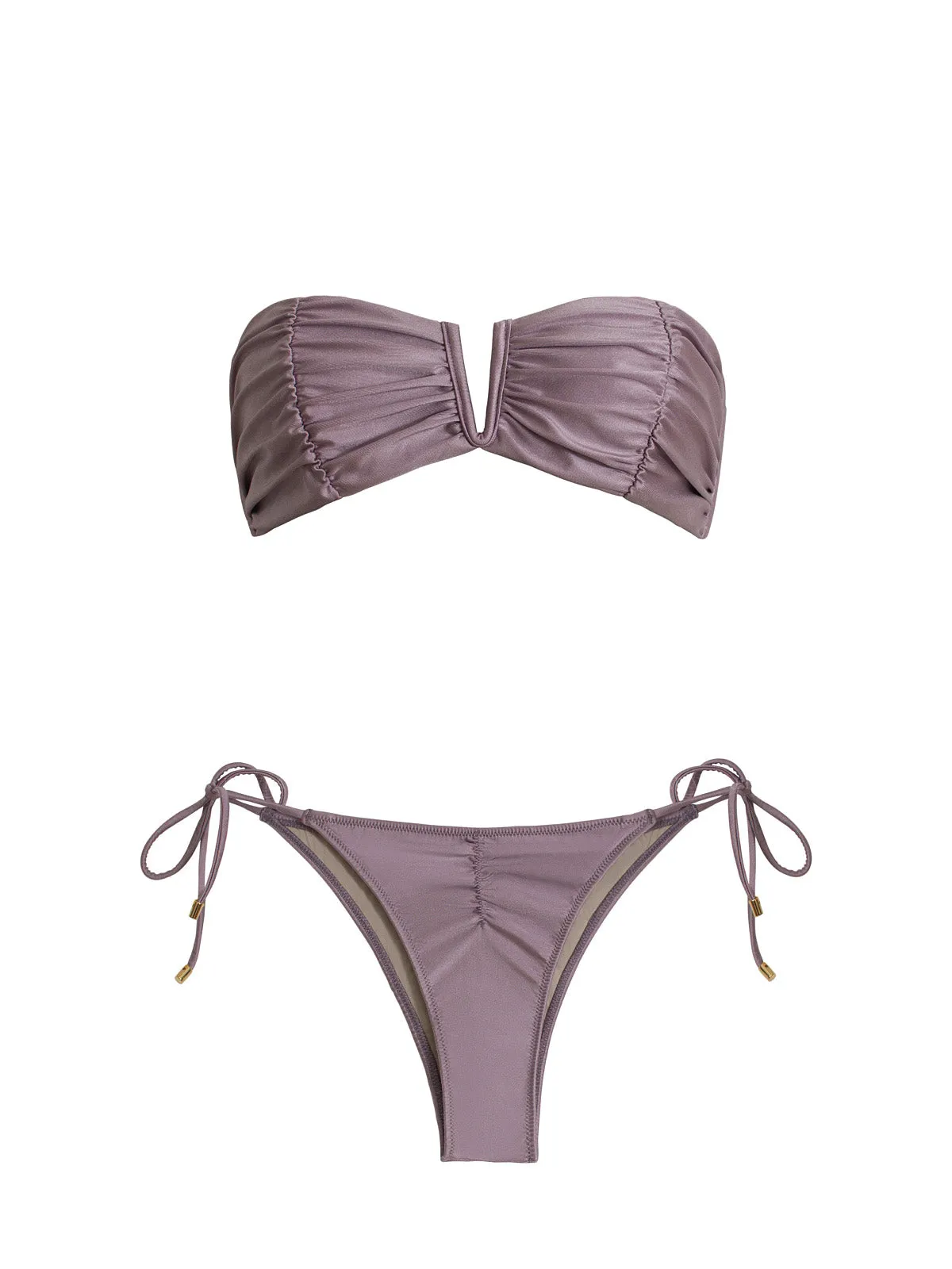 Ruched Bandeau-Ruched Tie Bikini ::RET