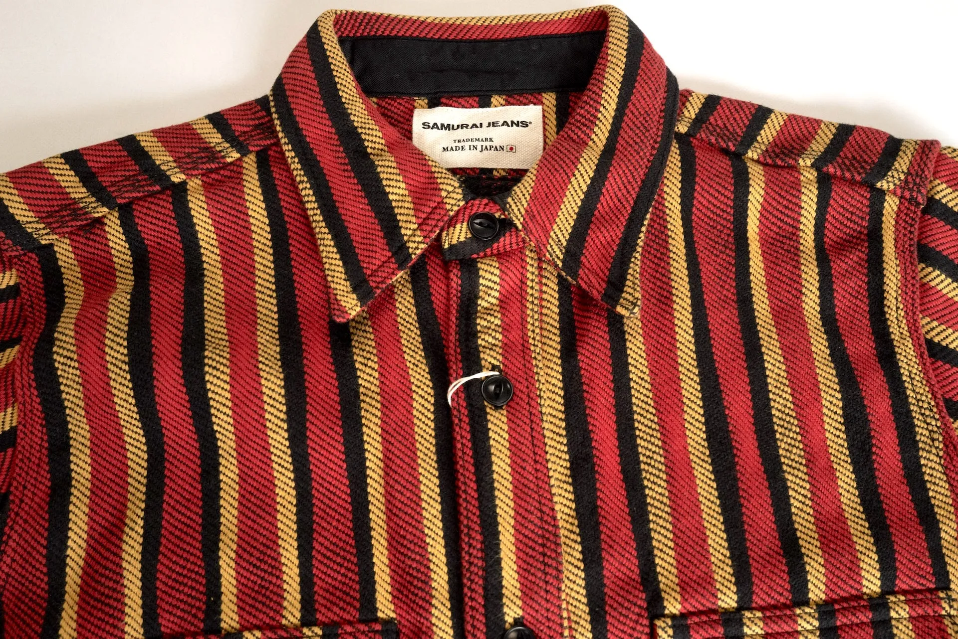 Samurai Heavyweight Oversea Edition "Drunk Striped" Flannel Workshirt (Red)