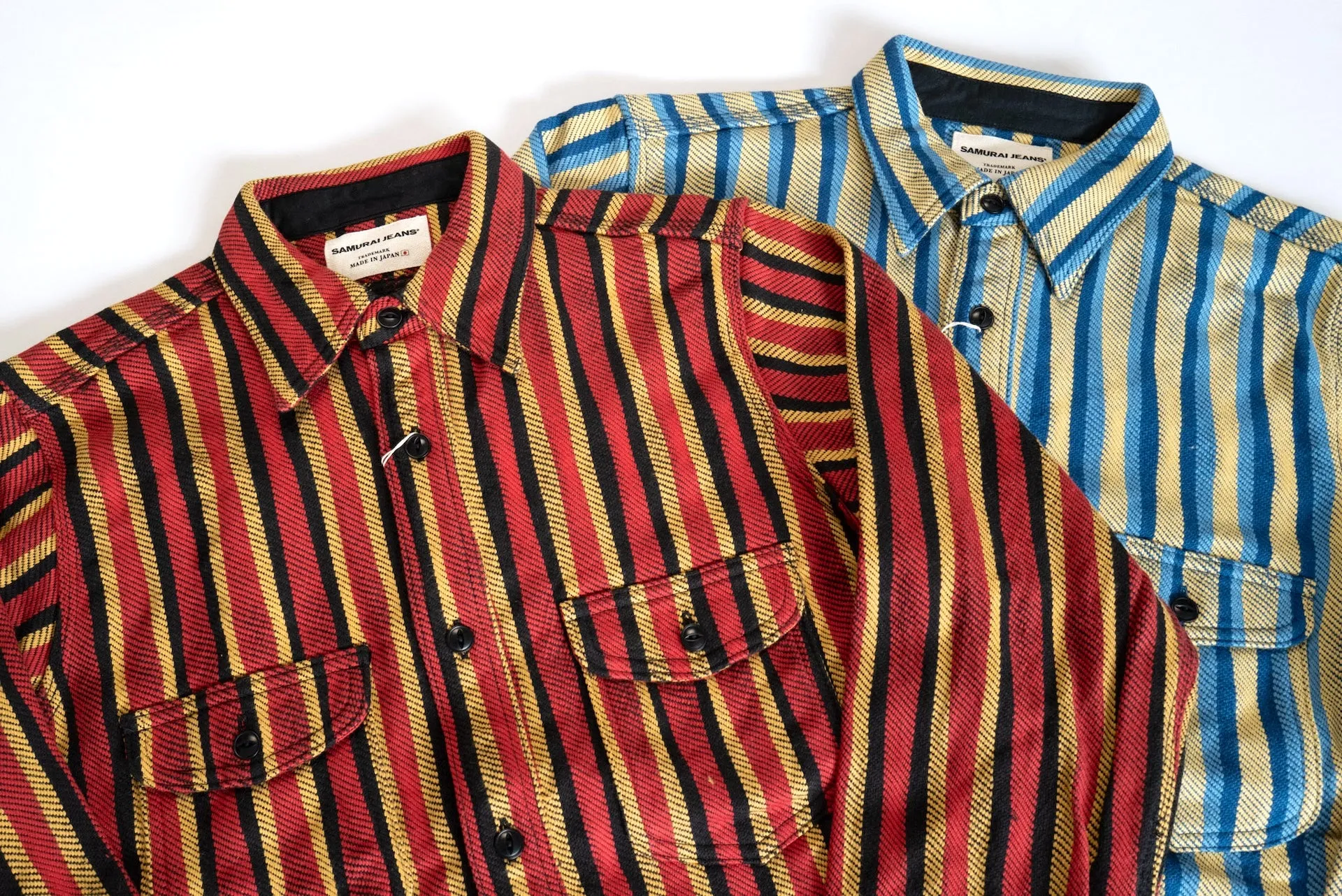 Samurai Heavyweight Oversea Edition "Drunk Striped" Flannel Workshirt (Red)