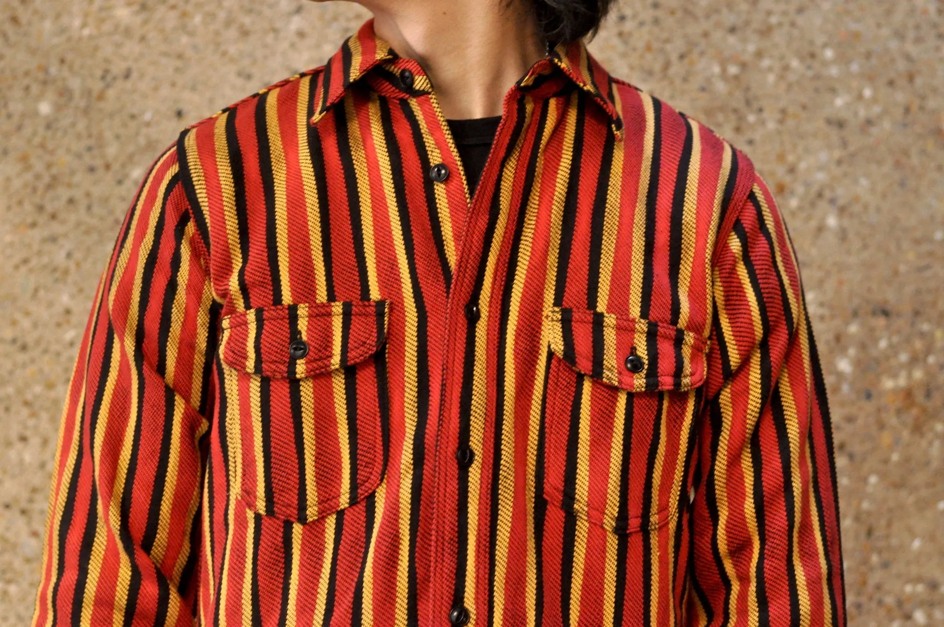 Samurai Heavyweight Oversea Edition "Drunk Striped" Flannel Workshirt (Red)