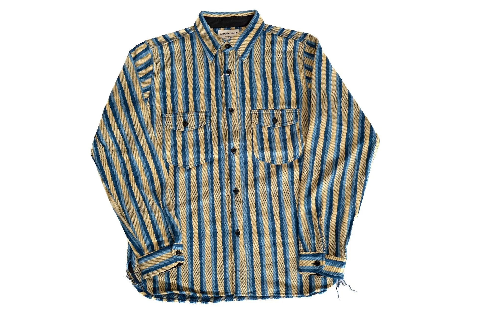 Samurai Heavyweight Oversea Edition "Drunk Striped" Flannel Workshirt (Yellow)