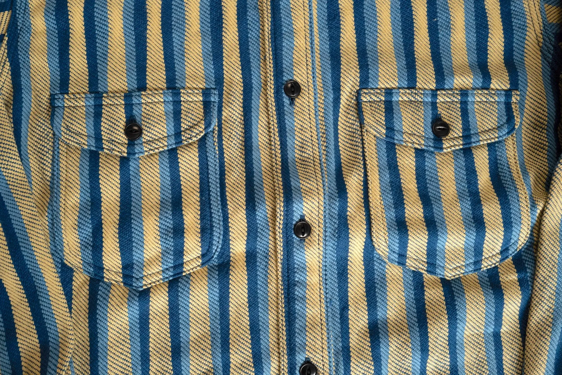 Samurai Heavyweight Oversea Edition "Drunk Striped" Flannel Workshirt (Yellow)