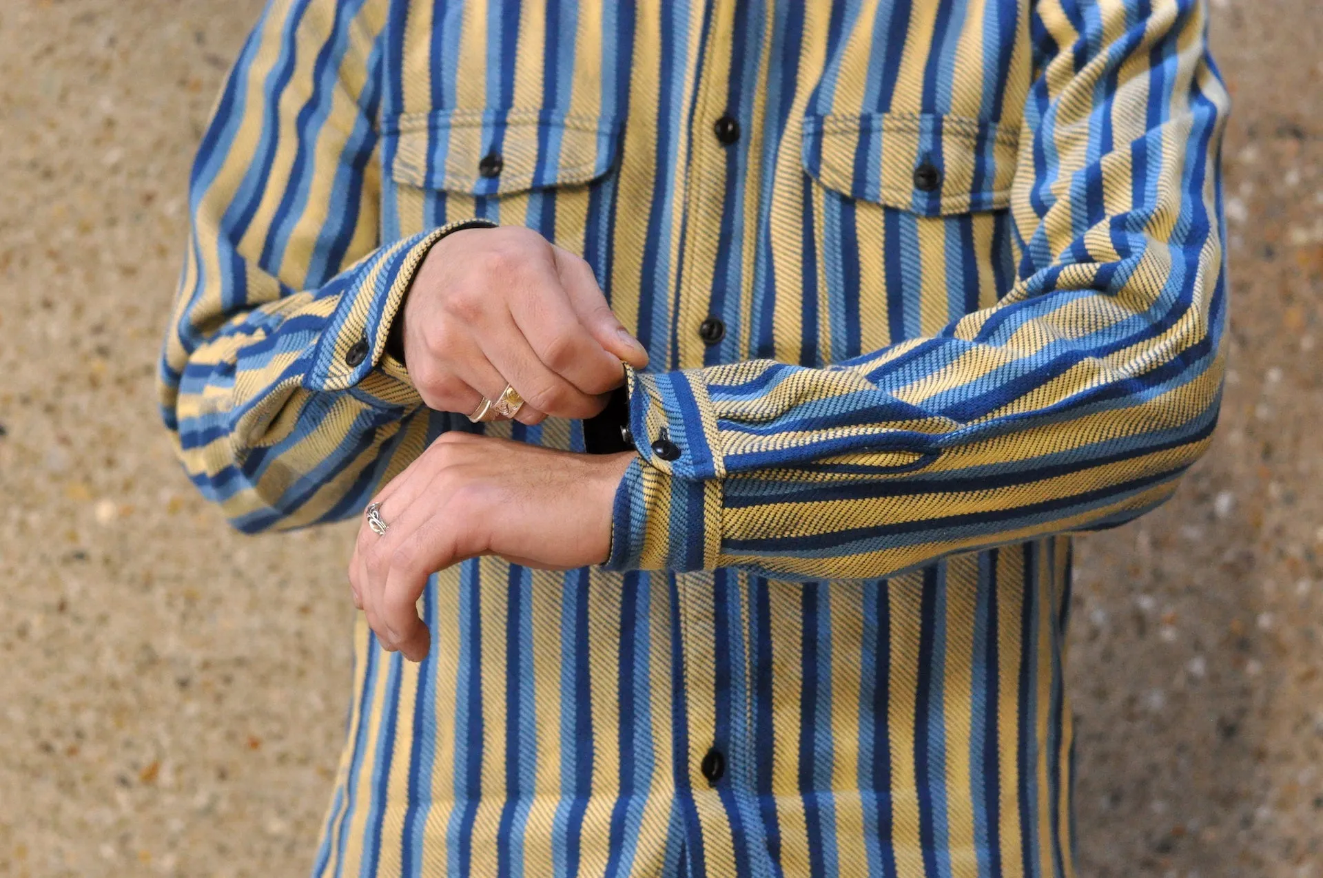 Samurai Heavyweight Oversea Edition "Drunk Striped" Flannel Workshirt (Yellow)