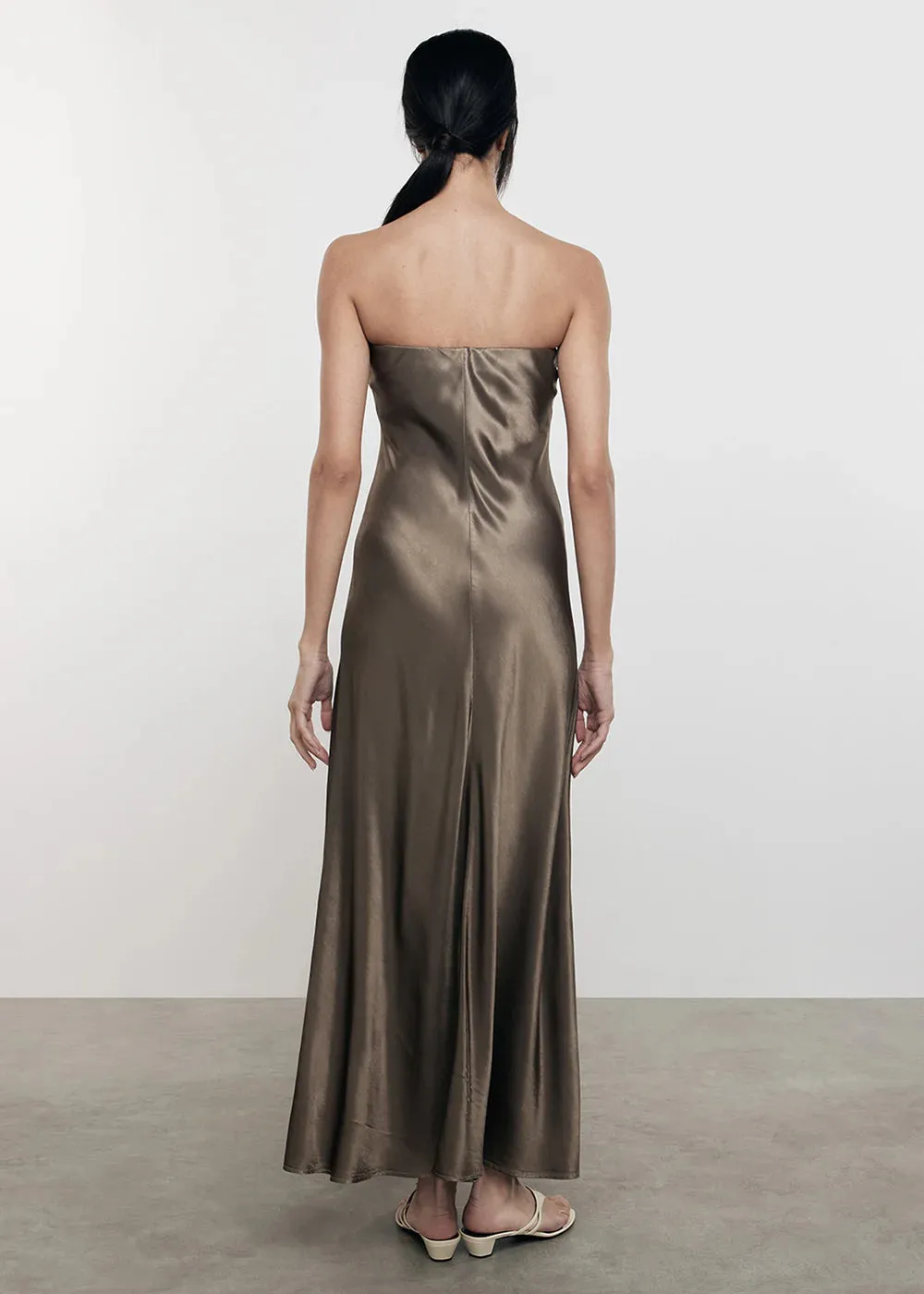 Satin Bias Strapless Dress
