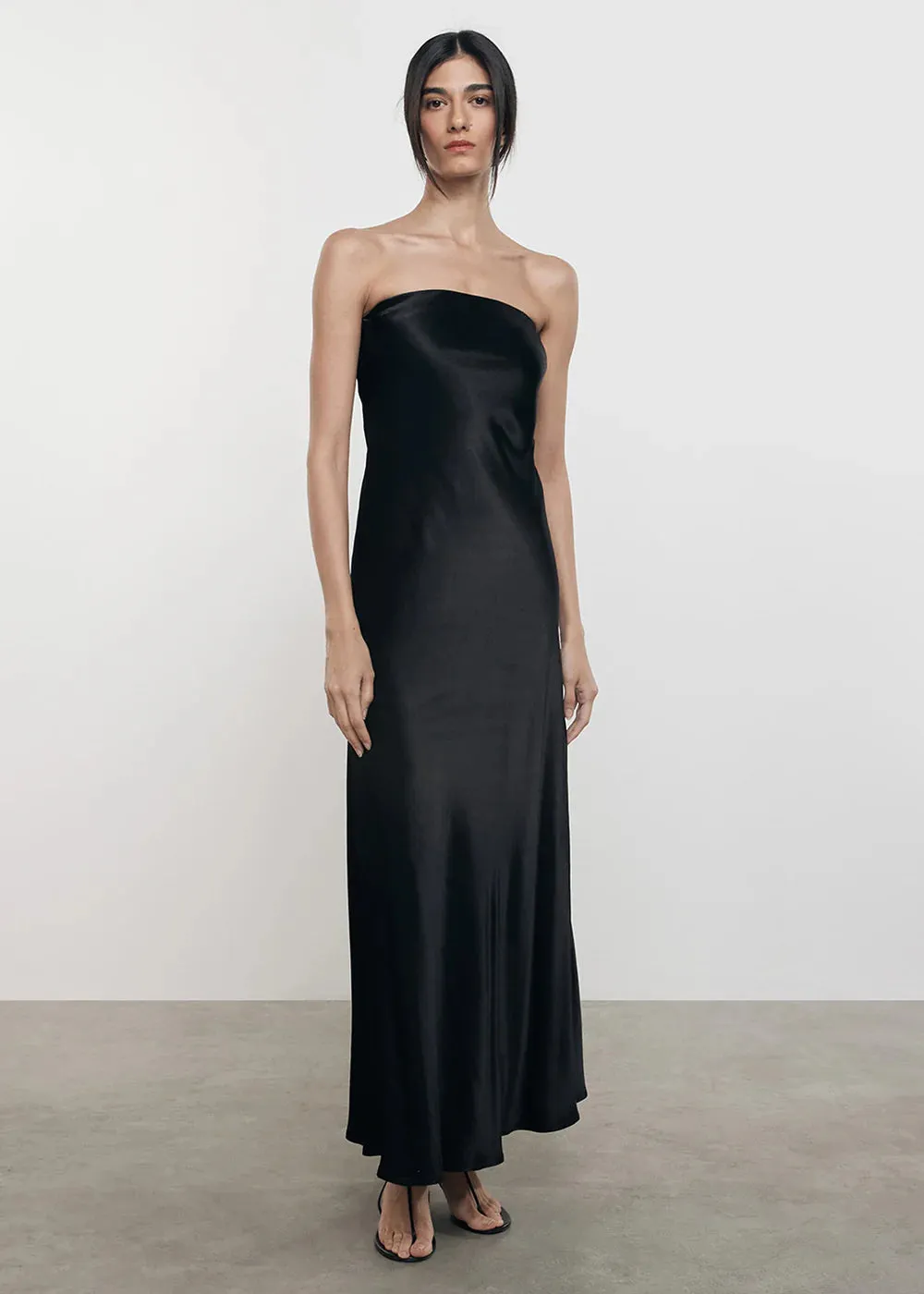 Satin Bias Strapless Dress