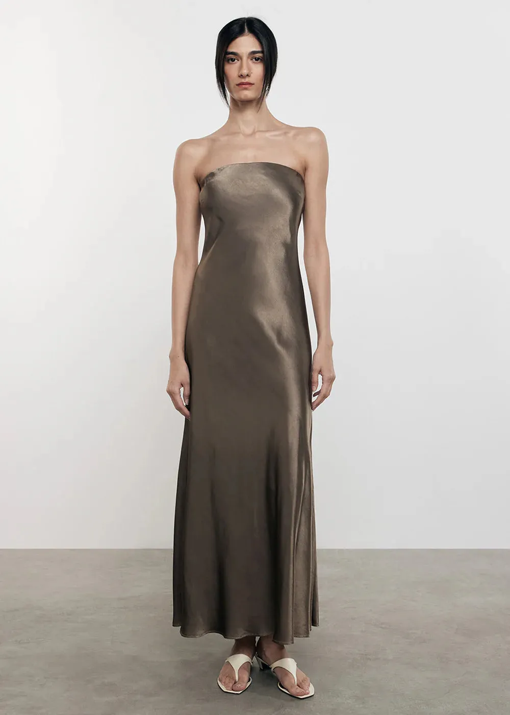 Satin Bias Strapless Dress