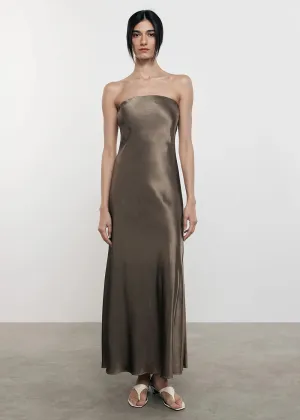 Satin Bias Strapless Dress
