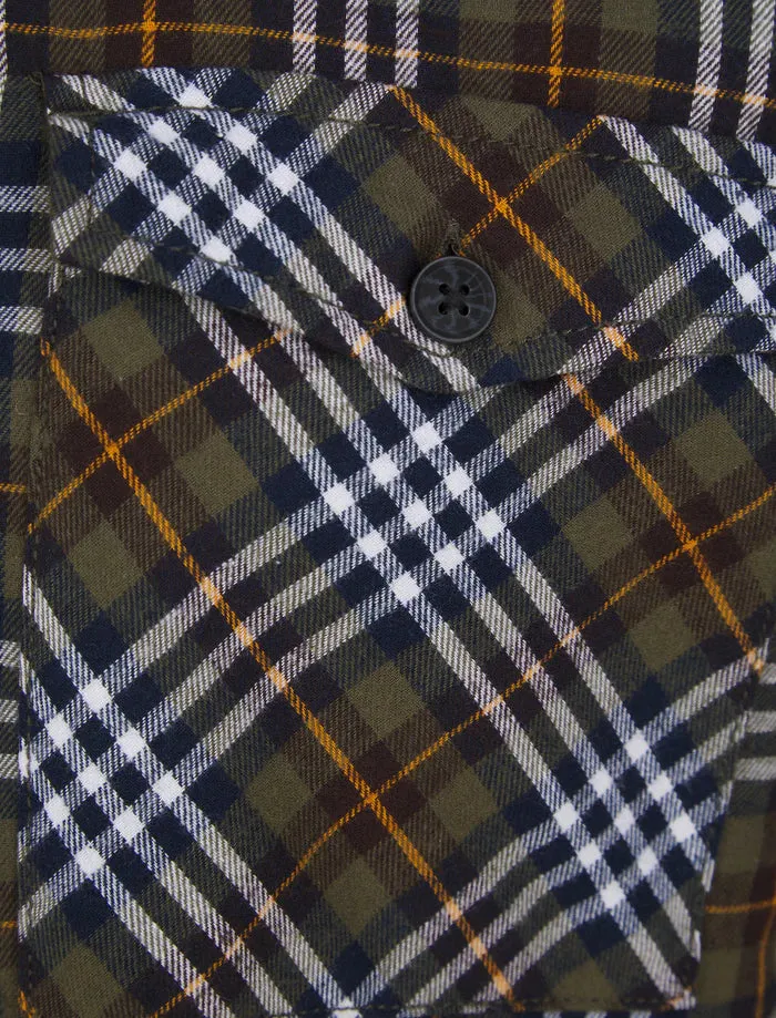 Sawatch Borg Lined Cotton Flannel Checked Overshirt Jacket Khaki