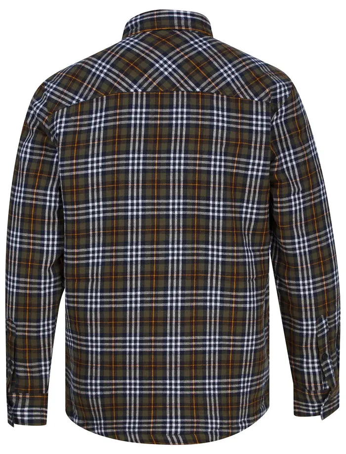 Sawatch Borg Lined Cotton Flannel Checked Overshirt Jacket Khaki