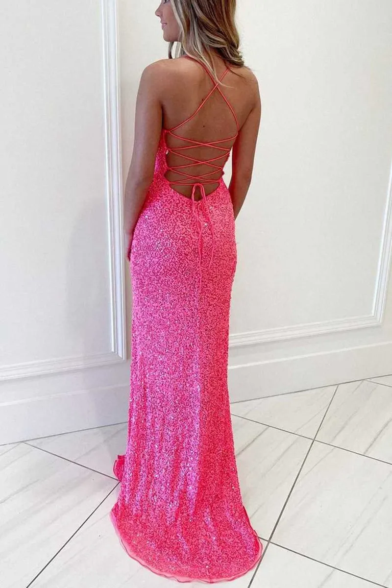Sequins Mermaid Long Prom Dresses