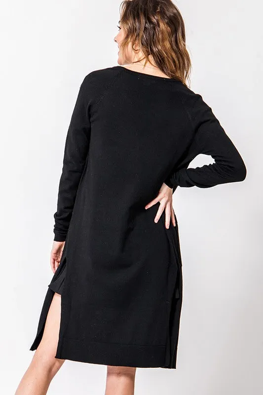 SHELBY BLACK LONG CARDIGAN SWEATER