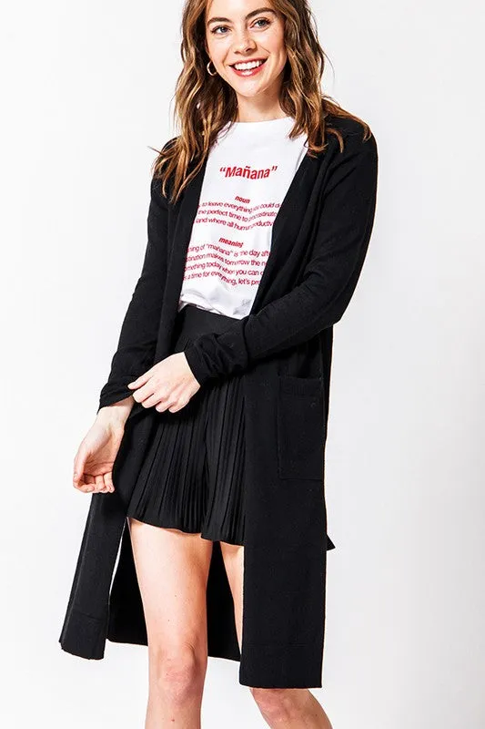 SHELBY BLACK LONG CARDIGAN SWEATER
