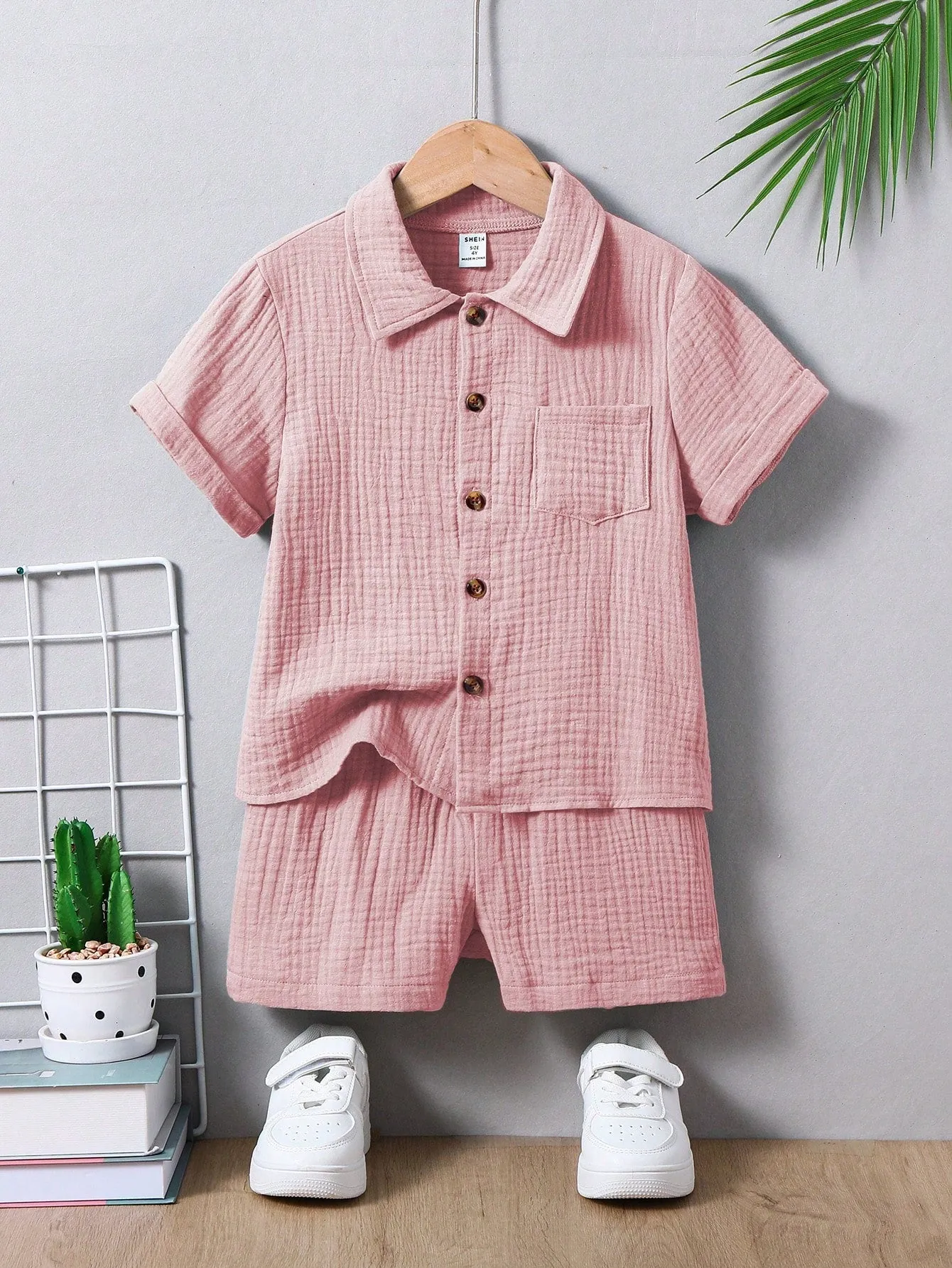 Short sleeved cotton shirt| Boy Casual Simple Academy  Short Sleeve Shirt