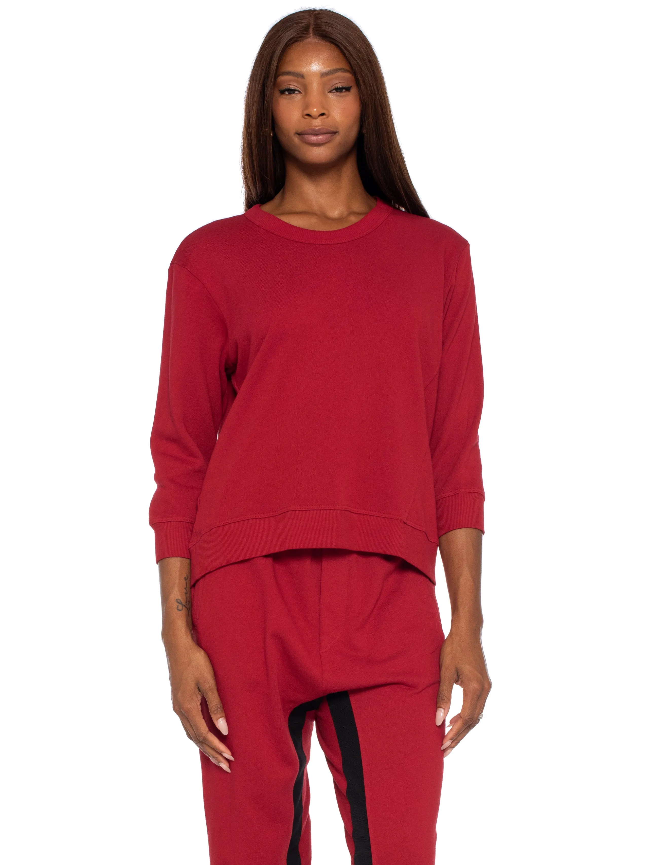Shrunken Crop Sweatshirt Scoop Neck