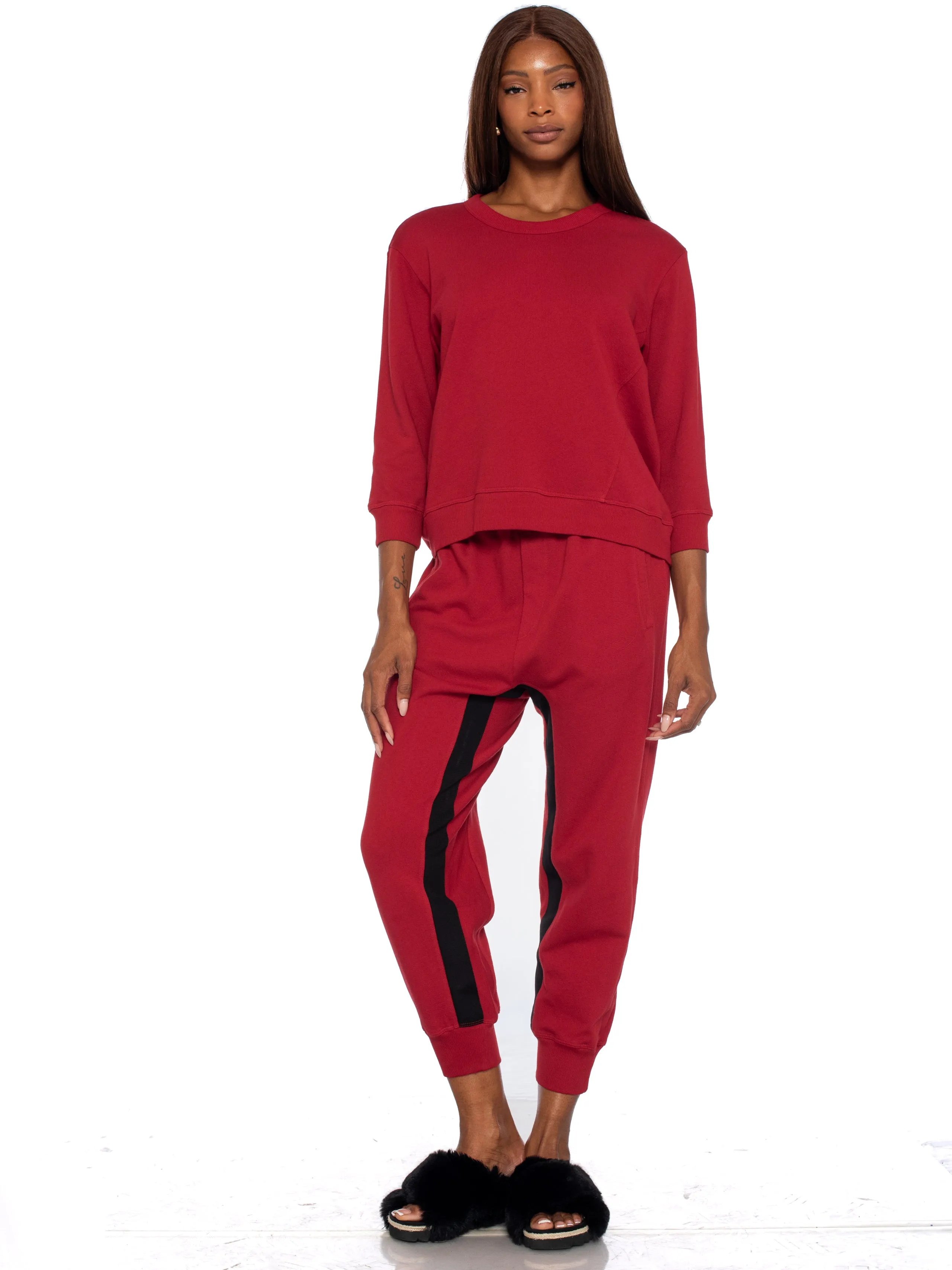 Shrunken Crop Sweatshirt Scoop Neck