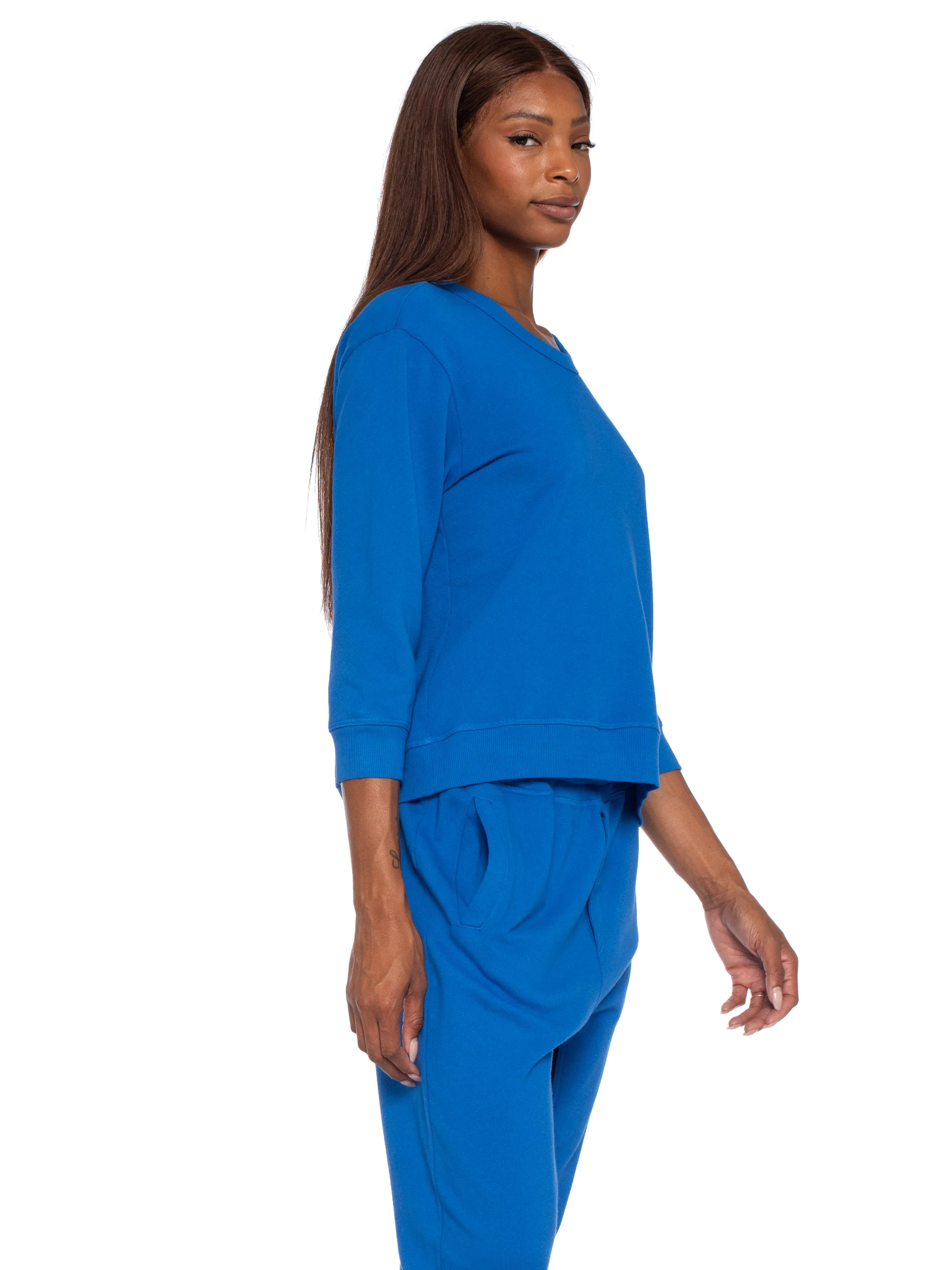 Shrunken Crop Sweatshirt Scoop Neck