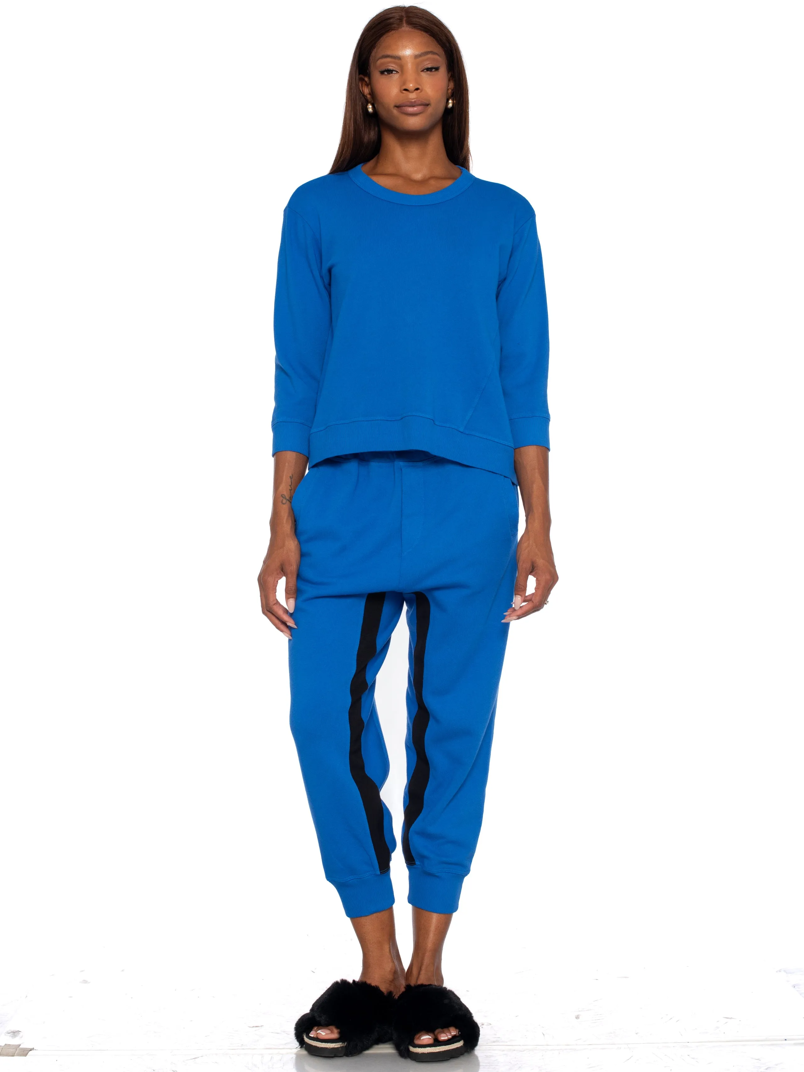 Shrunken Crop Sweatshirt Scoop Neck