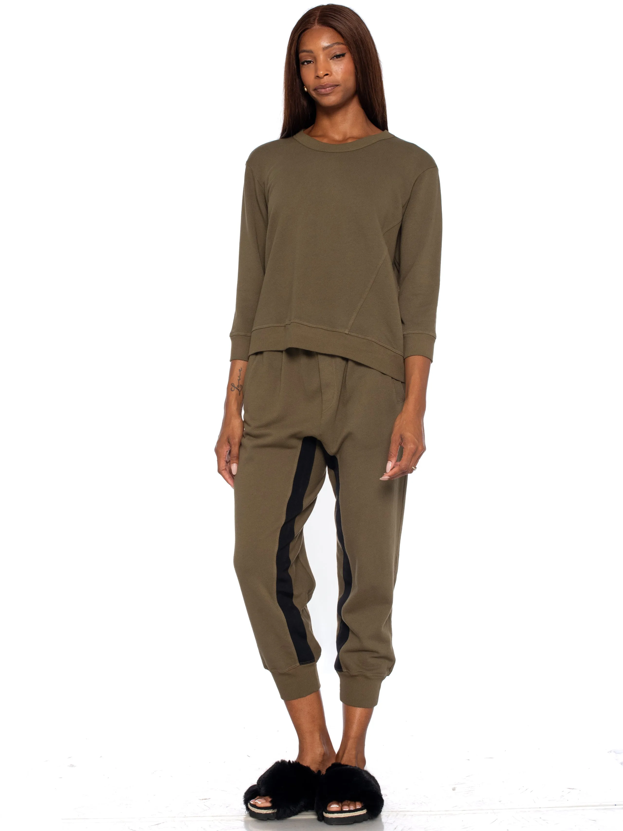 Shrunken Crop Sweatshirt Scoop Neck