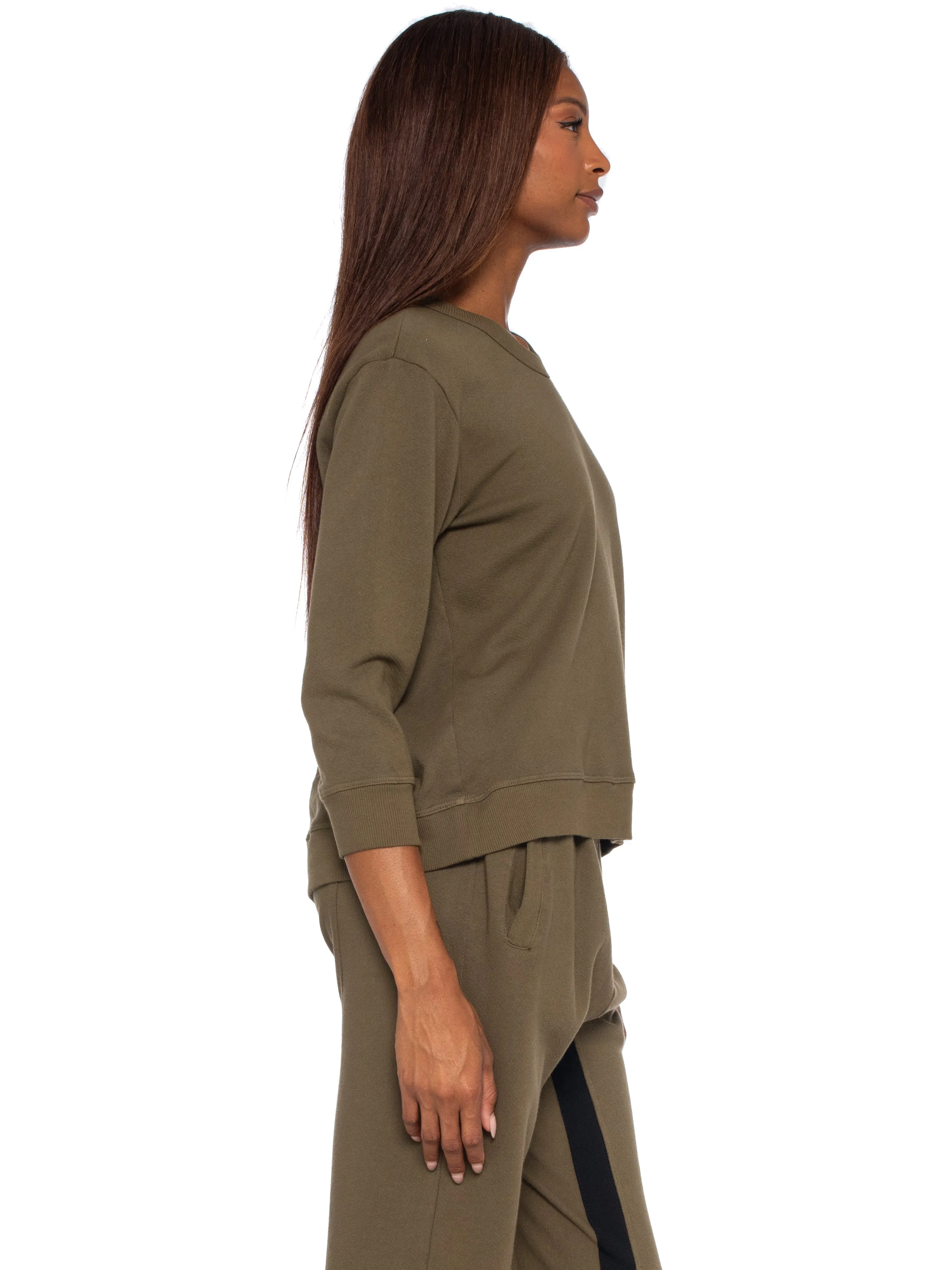 Shrunken Crop Sweatshirt Scoop Neck