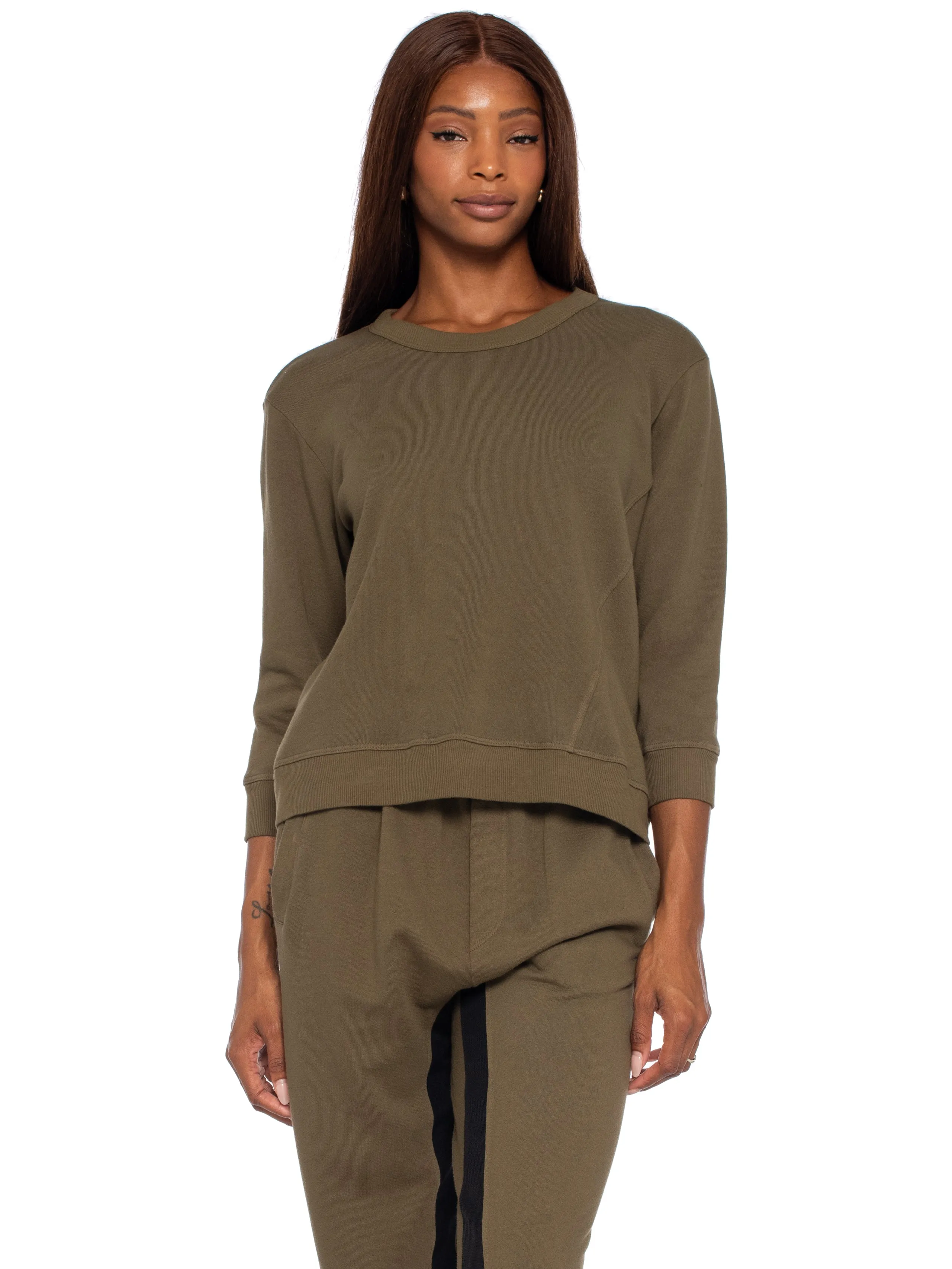 Shrunken Crop Sweatshirt Scoop Neck