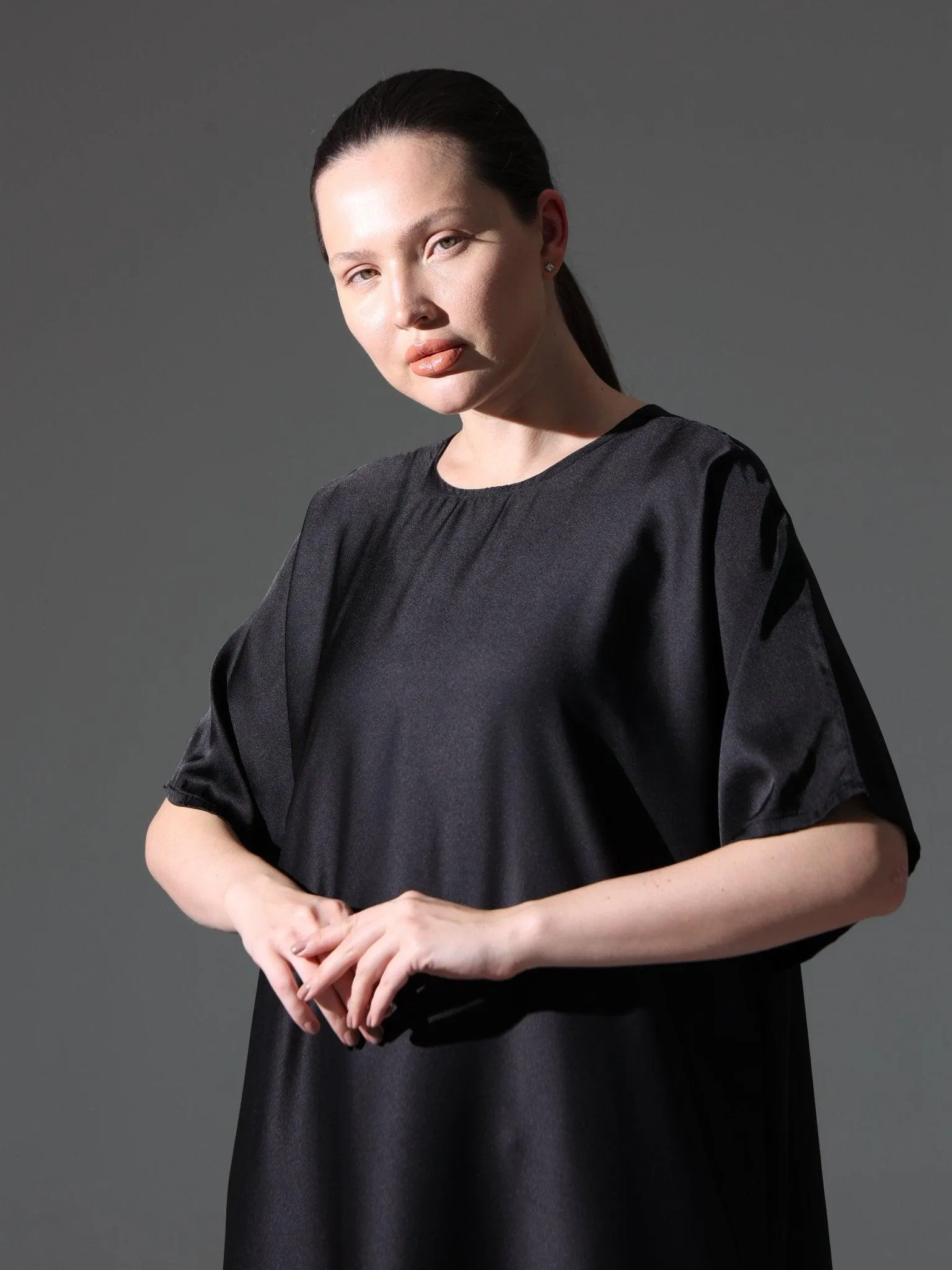 Silk Abaya Inner Slip Dress - Classic Black