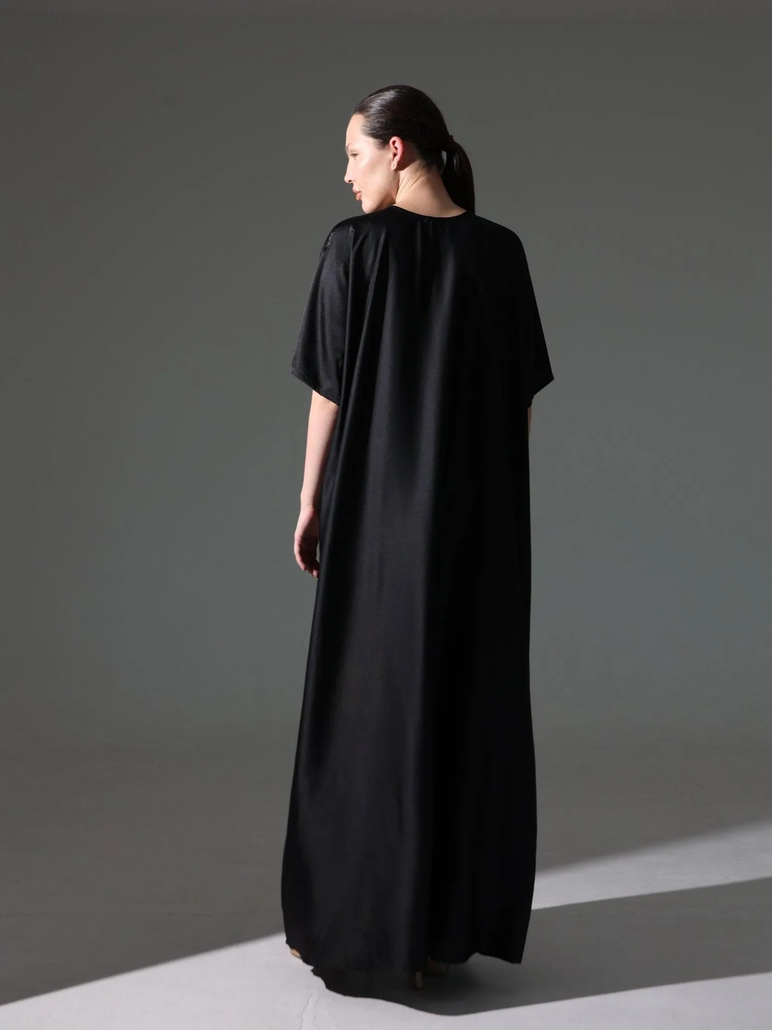 Silk Abaya Inner Slip Dress - Classic Black