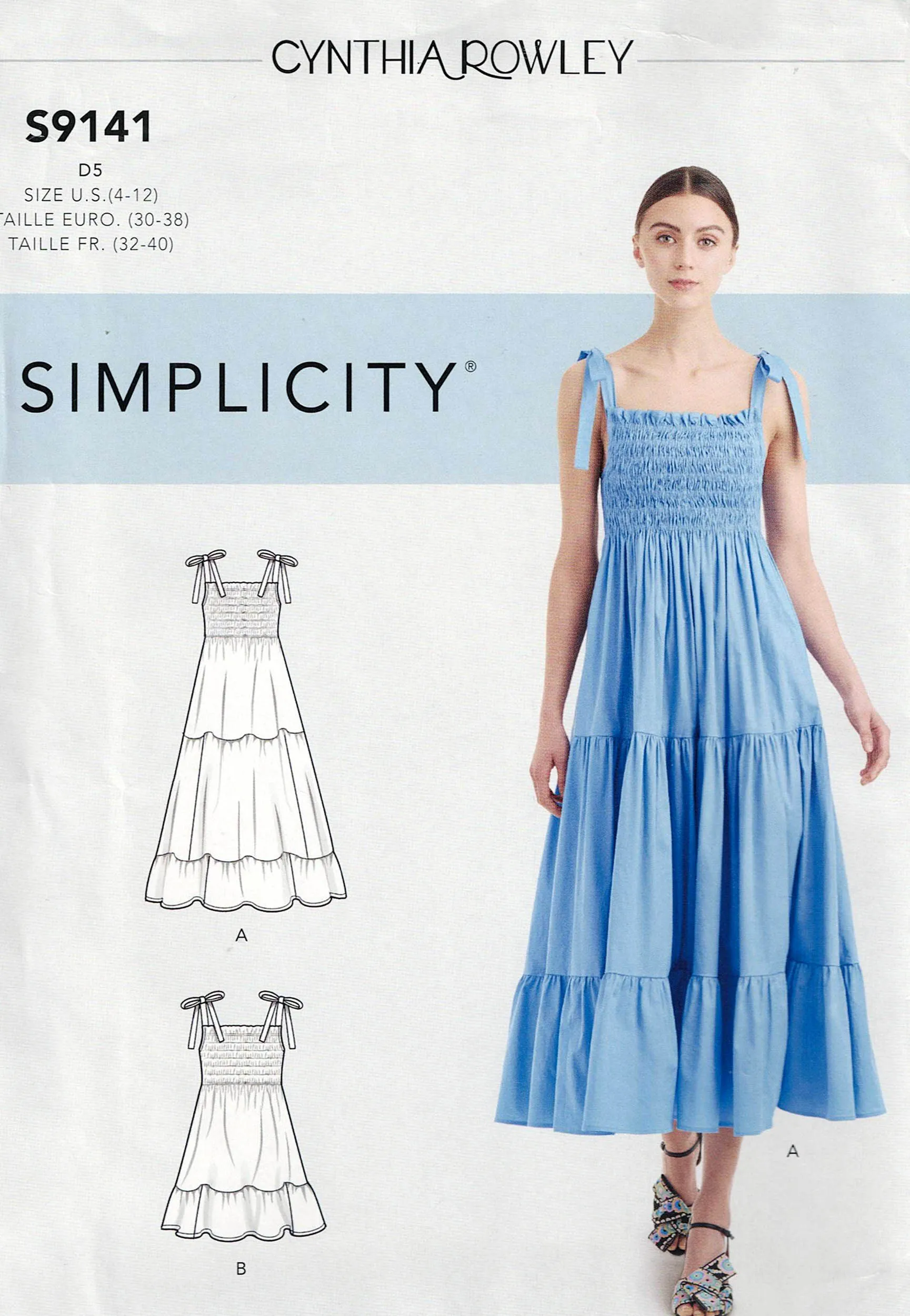 Simplicity 9141 CYNTHIA ROWLEY Womens Shirred Bodice Tiered Skirt Mini Dress or Sundress Out Of Print Sewing Pattern Size 4 - 12 UNCUT Factory Folded