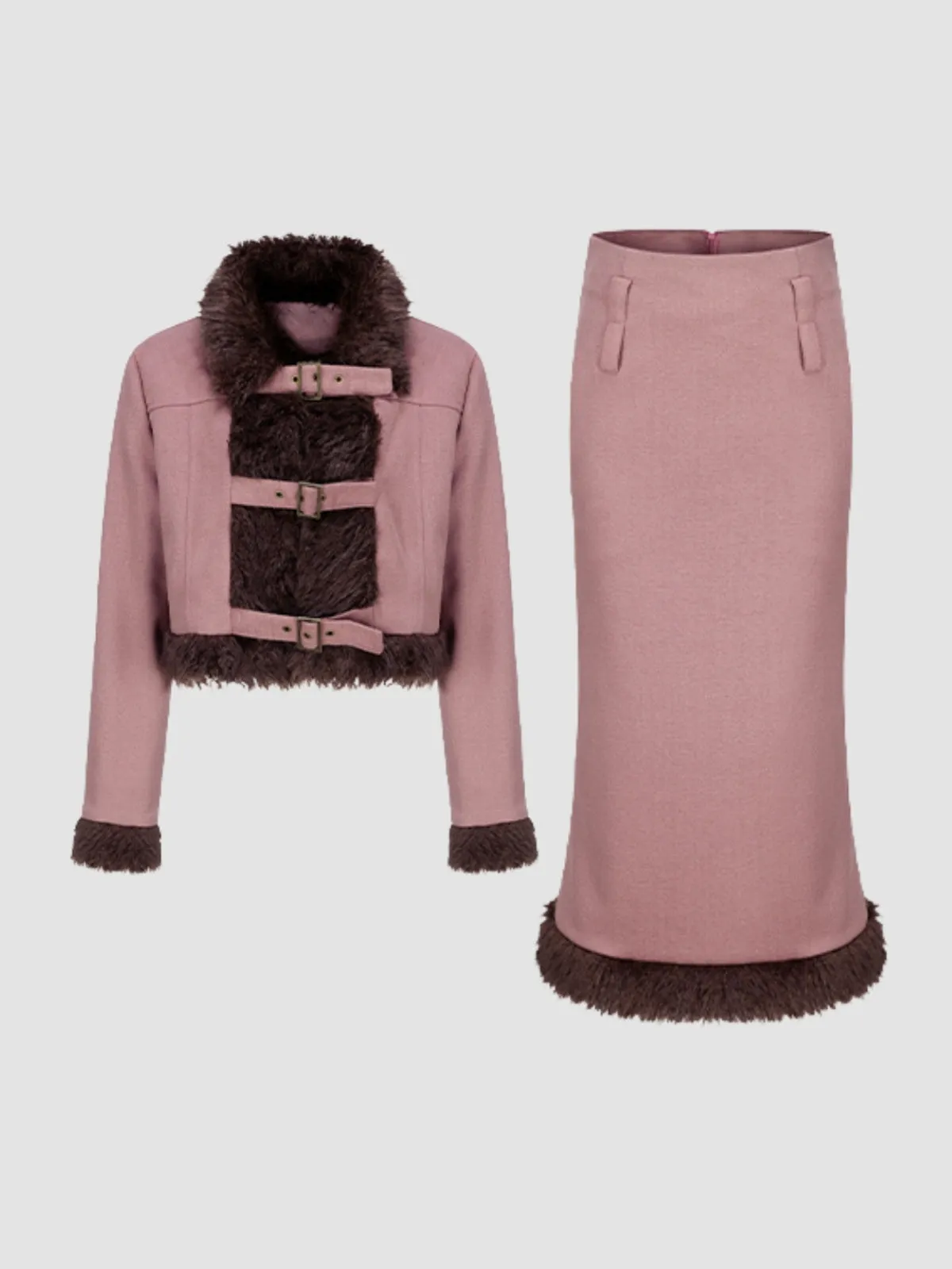 Slim Fit Short Jacket Hip Skirt Woolen Suit
