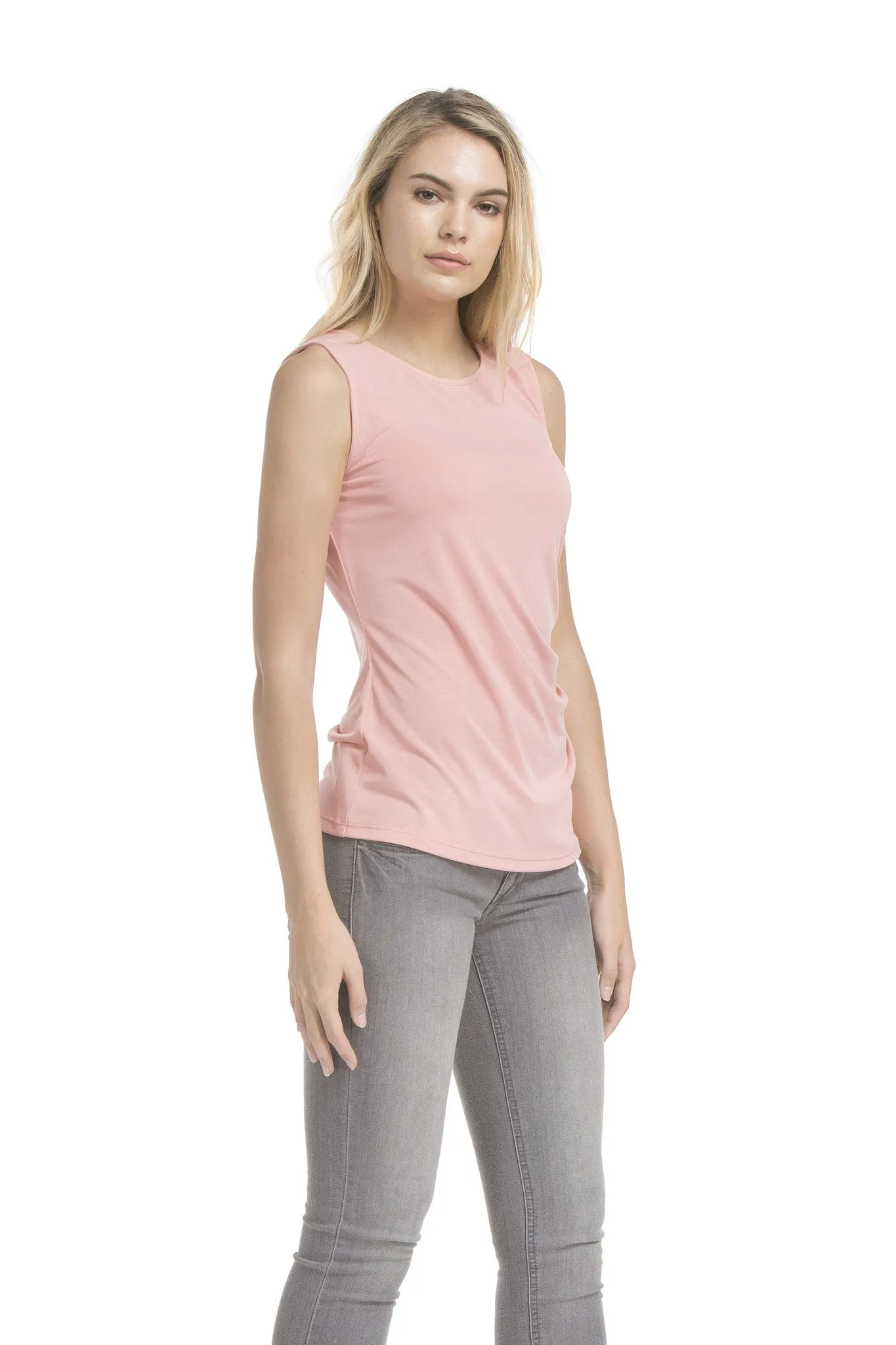 Slvless Pleats Top | Ash Coral