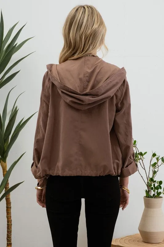 Snap Button Zip-Up Hoodie