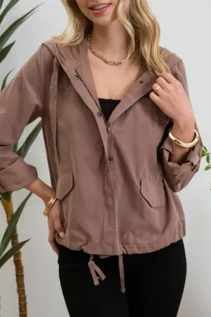 Snap Button Zip-Up Hoodie