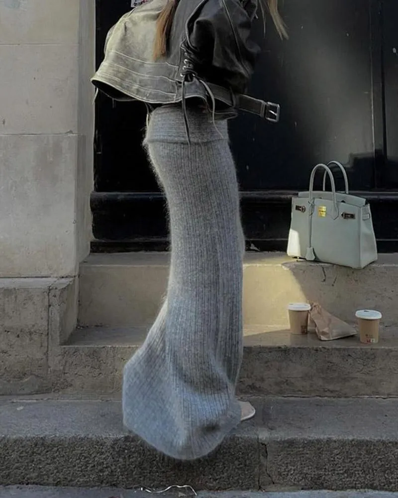 Soft Woolen Knitted Maxi Skirt