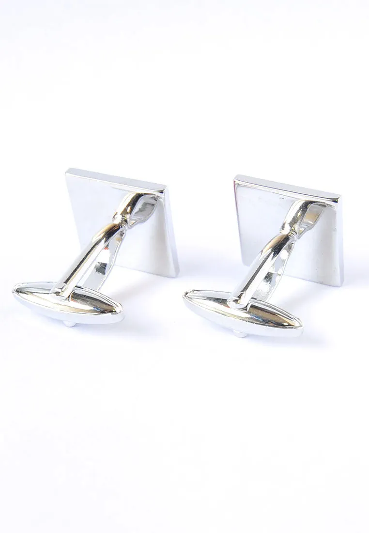 Square Screen Print Stripey Cufflinks - Pink