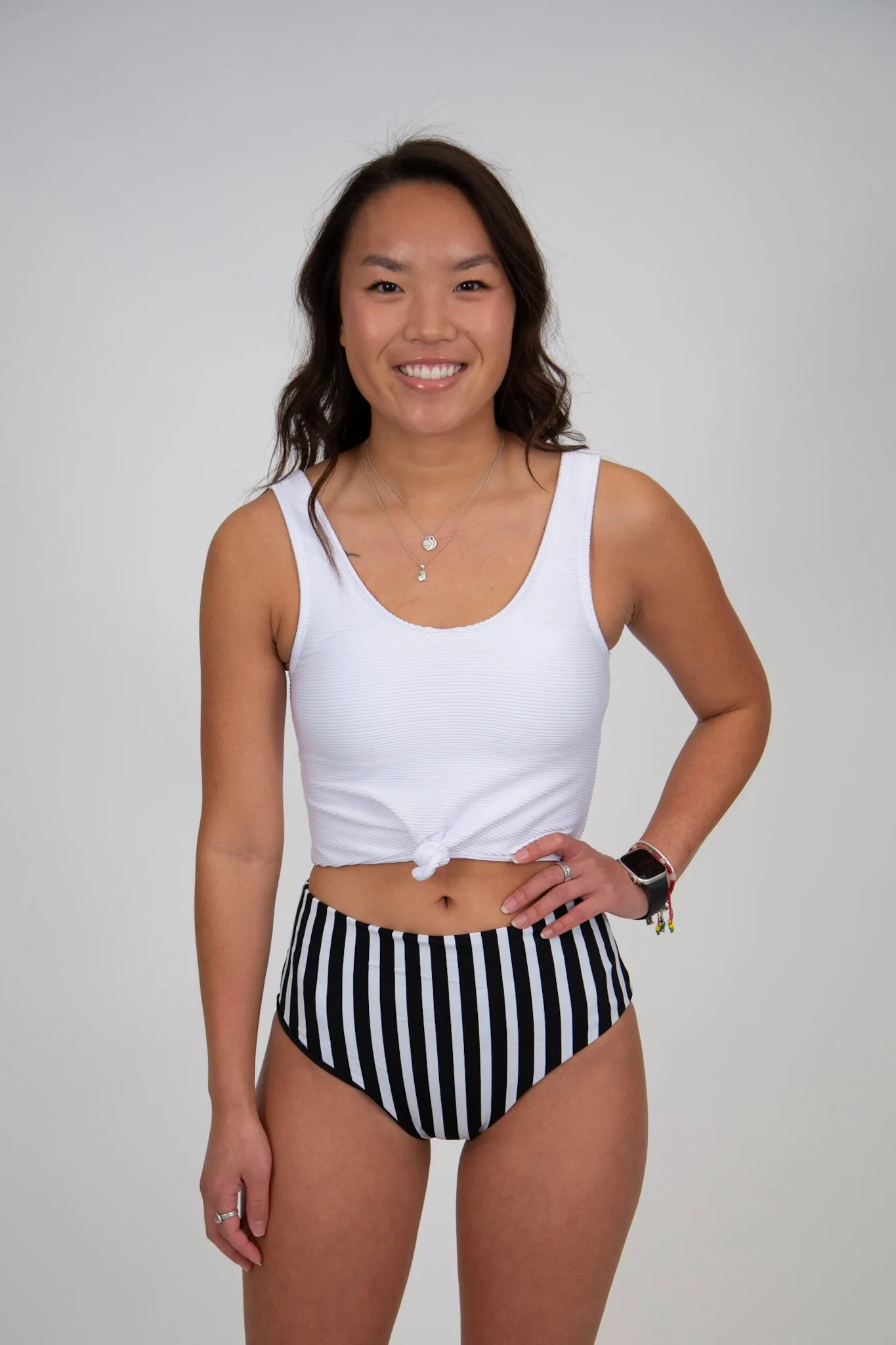 Stripe Reversible Mid Rise Swim Bottoms