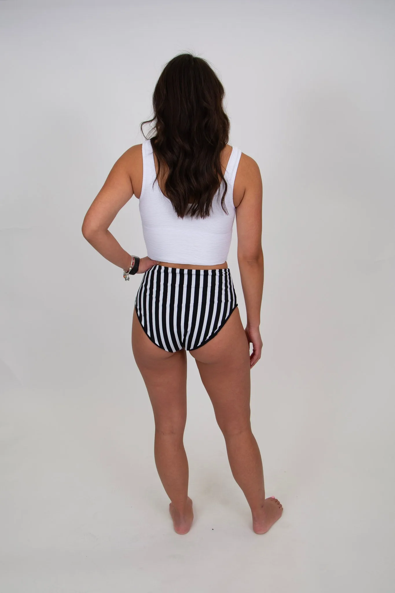 Stripe Reversible Mid Rise Swim Bottoms