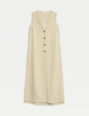 Striped Longline Cardigan with Linen