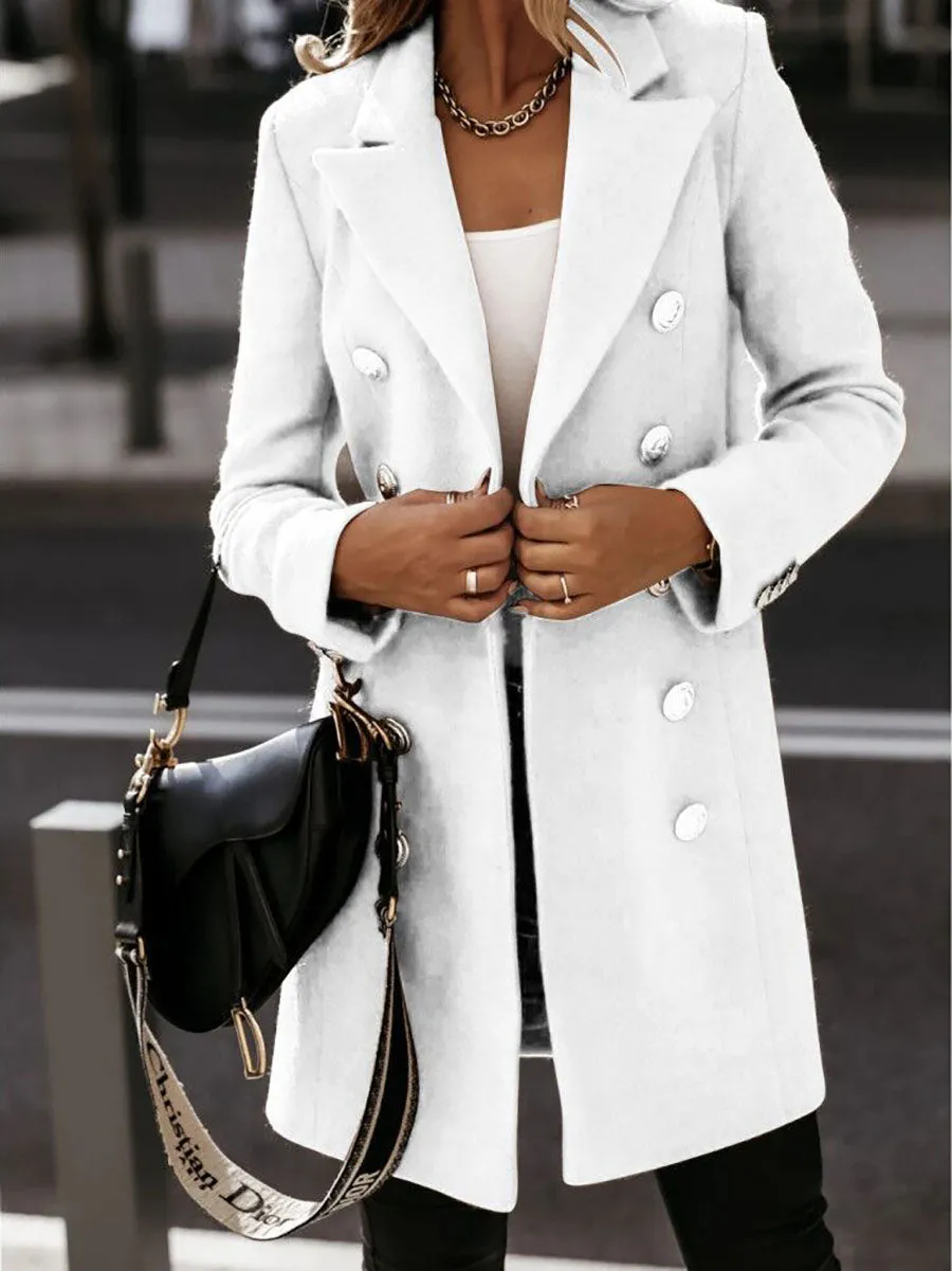 Stunncal Work Street Solid Buttons Turn-back Collar Outerwear(4 Colors)