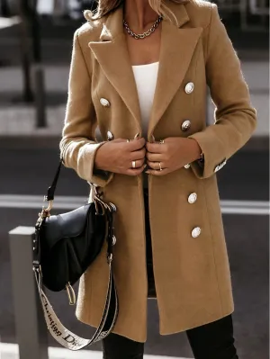 Stunncal Work Street Solid Buttons Turn-back Collar Outerwear(4 Colors)