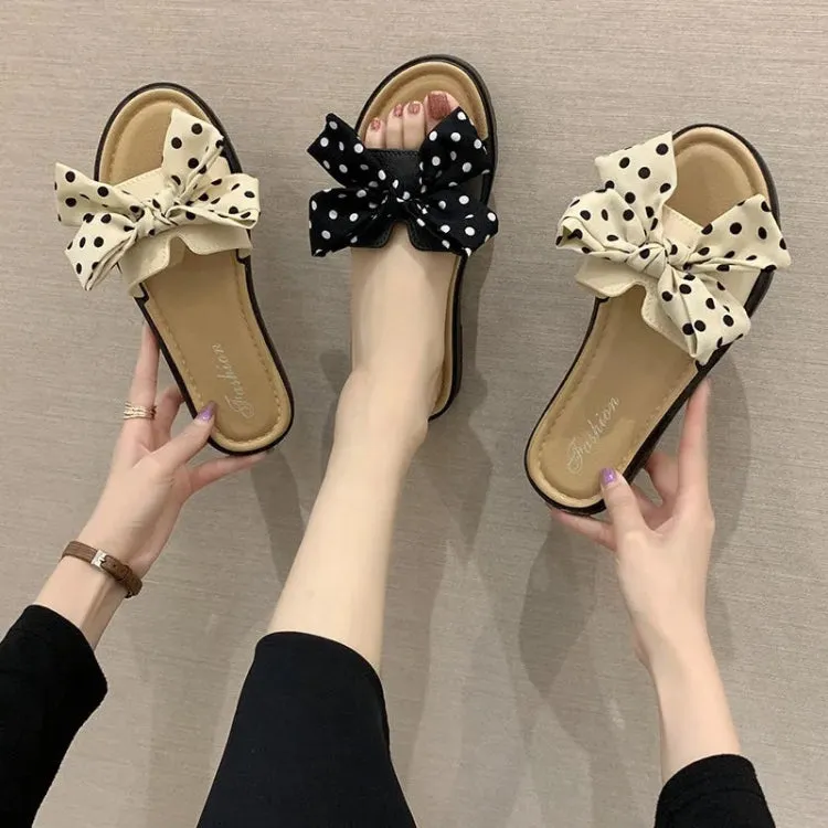 Summer Bowknot Outerwear Slippers Beach Flat Sandals,