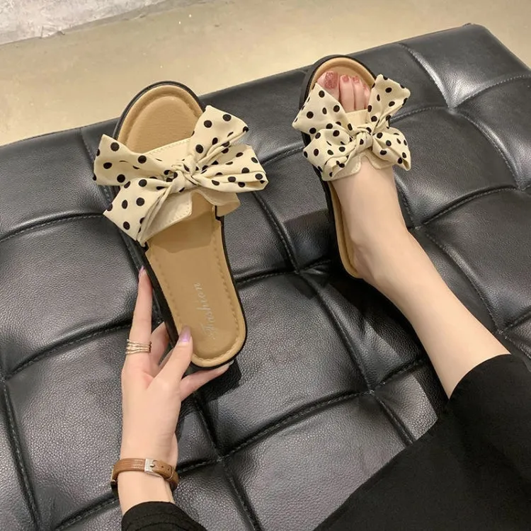 Summer Bowknot Outerwear Slippers Beach Flat Sandals,