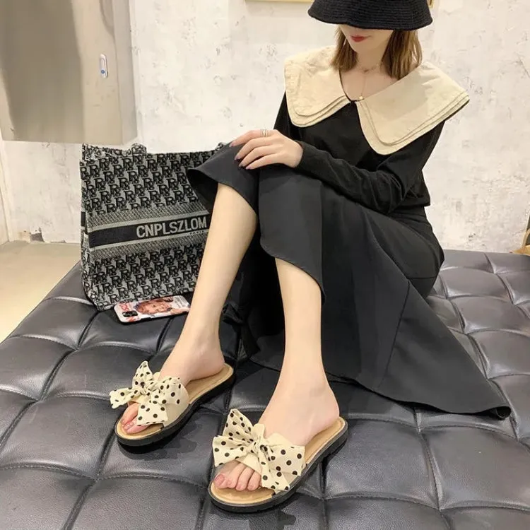 Summer Bowknot Outerwear Slippers Beach Flat Sandals,