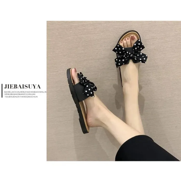 Summer Bowknot Outerwear Slippers Beach Flat Sandals,