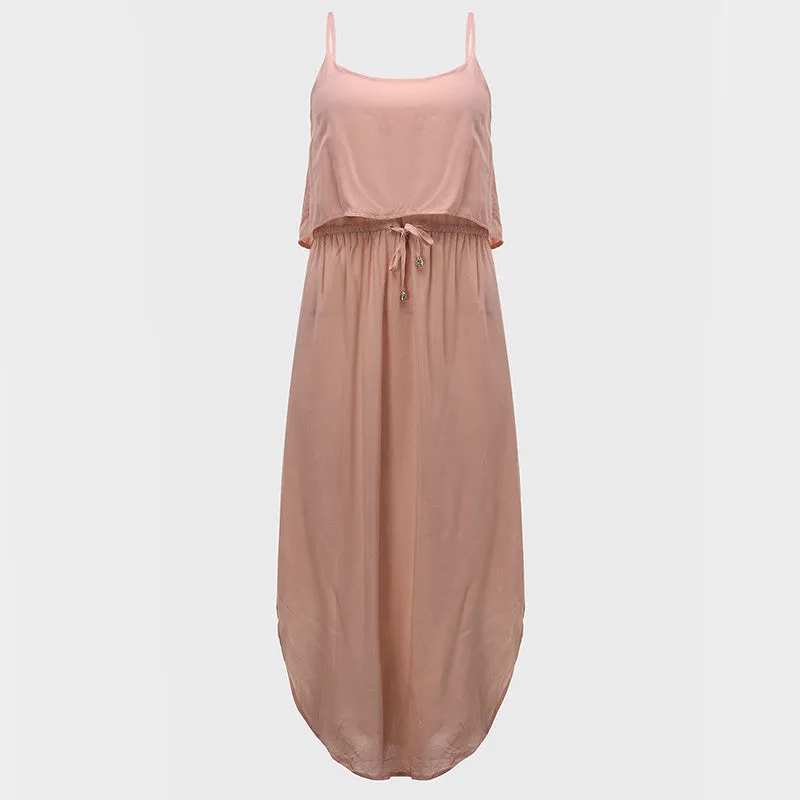 Summer Dress Womens Sleeveless Split Irregular Hem Party Dresses Straps Backless Beach Sundress Vestidos