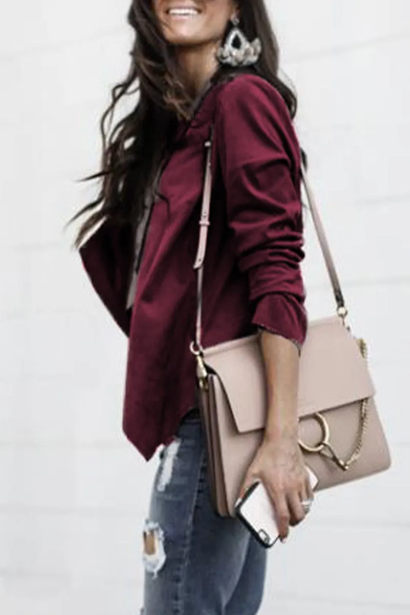 Sweet Street Solid Solid Color Turndown Collar Outerwear