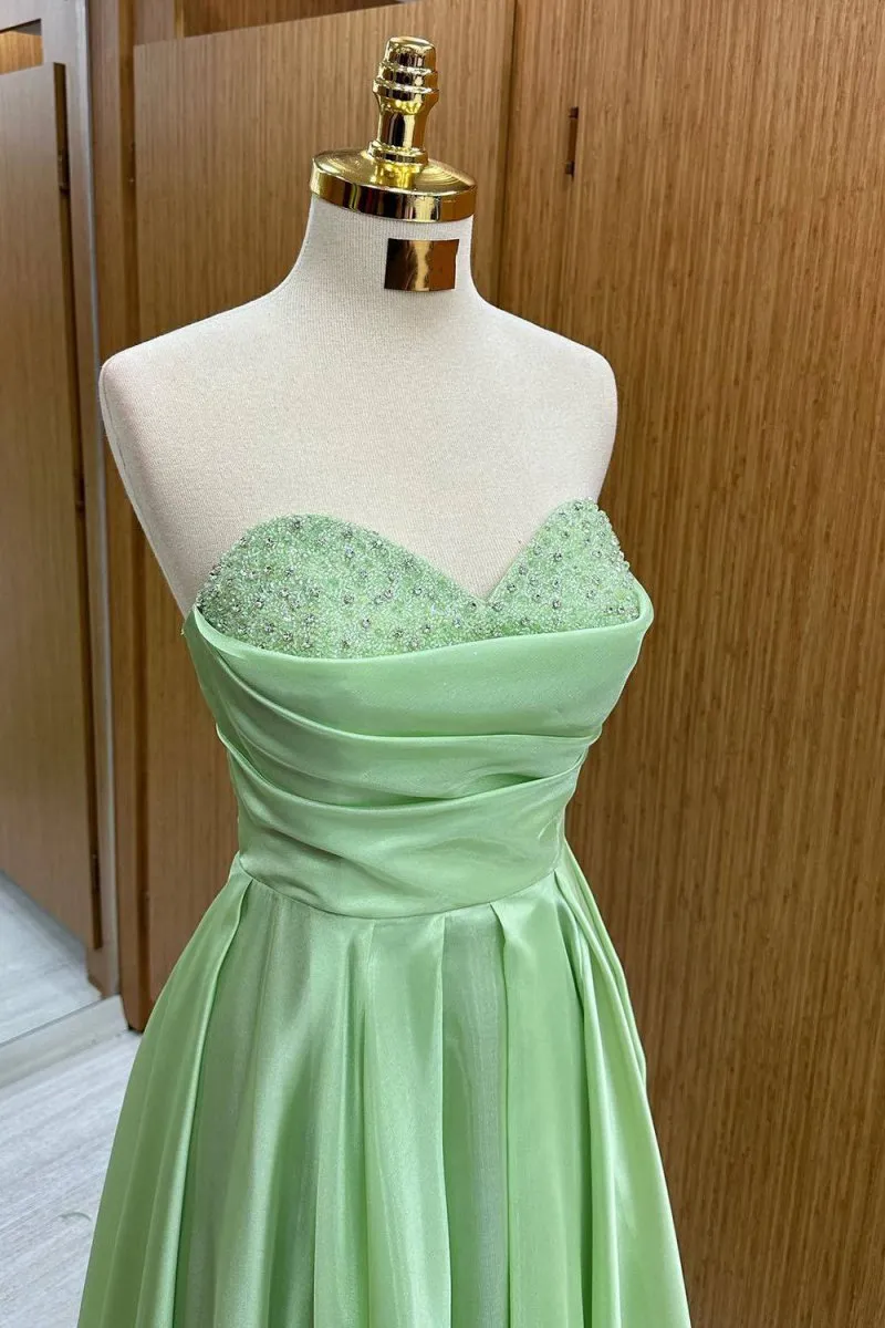Sweetheart Long Sequined Prom Dresses