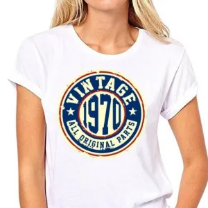 T Shirt Blanc Femme Vintage